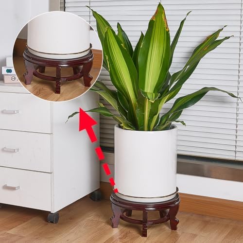 FINGERINSPIRE Wooden Display Stand Base 10x5inch Chinese Oriental Plant Stand Coconut Brown Traditional Vase Pot Stands Hand-Crafted Fishbowl Display Stands for Home Indoor Plants Outdoor Decoration - Image 4