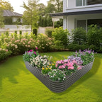 Anleolife 2-Bed 81x81x18in Heart-Shaped Raised Garden Beds, Quartz Grey - Image 5