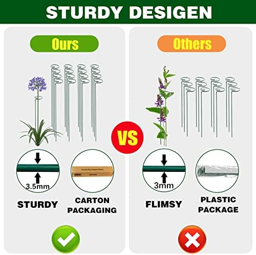 Thealyn 36 Inch 20 Packs Plant Support Stake Garden Single stemmed Plant Support Hoops Plant Prop for Flowers Orchid Tomatoes Peony Lily Rose Gladiolus (36 inch) - Image 2