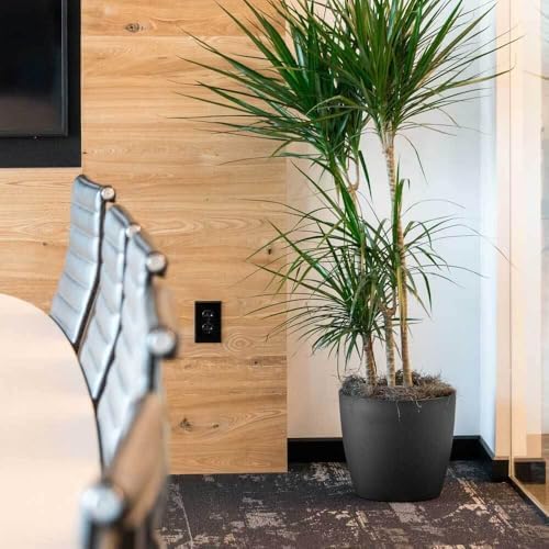 Memphis 13" Round Indoor Floor Planter Pot – Lightweight & Durable Plastic, Modern Design, Made in USA, Recyclable Large Plant Container for Home & Office Décor (Charcoal Meta - Image 3