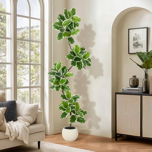 GarveeHome Fiddle Leaf Fig Tree Artificial Indoor with Sphere Planter by GarveeHome
