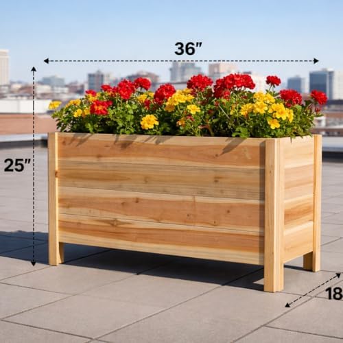Tall Cedar Raised Garden Planter Box with Legs – Elevated Design for Comfortable Gardening, Custom Sizes for Home, Patio & Commercial Use (24" L x 18" W x 25" H) - Image 4