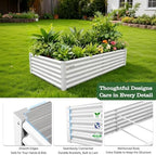 Anleolife 6x3x1.5ft Rectangle Galvanized Raised Garden Bed, Antique White - Image 4