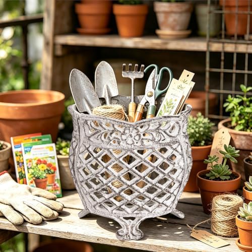 Sungmor Vintage Cast Iron Urn Planter with Non-Woven Bag, Vintage White - Image 4