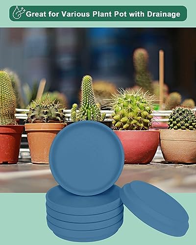 vensovo 6 Inch Steel Blue Terracotta Plant Saucers, 6 Pack Small Clay Trays - Image 5
