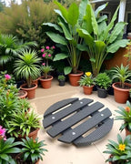 6-Pack 12" Round Plant Stand with 360° Lockable Caster Wheels, 220 lbs Capacity, Heavy-Duty Weather Resistant WPC Plant Caddy for Large Planters, Indoor Outdoor by LUXEVISTA