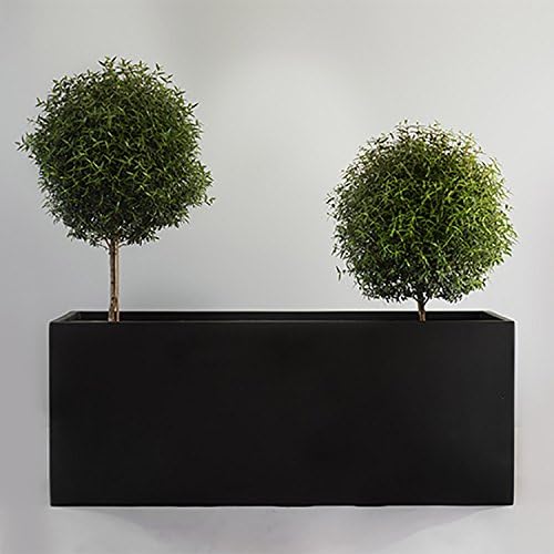 Black Fiberstone Rectangle Planter 3.75"H x 6"W x 16"L - Carlo Pot - Image 3
