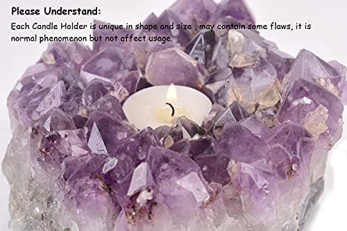JIC Gem Amethyst Candle Holder Natural Purple Crystals Candle Stand Large Amethyst Tealight Candle Holders Home Decoration 5.5 Inch - Image 5