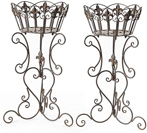 2 Pack Metal Tall Plant Stands, 25 Inch Wrought Iron Plant Stand by TICKCACY-EnrichYourLife