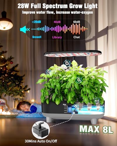 Growell Hydroponics Growing System Kit, 16 Pods Indoor Garden with 28W Full Spectrum LED Grow Light, Auto Timer, 3 Smart Light Modes, 8L Large Herb Garden, Ideal Gardening Gift for Women, Men (Black) - Image 4