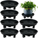 6 Packs 13 Inches Large Plant Caddy with Wheels Plant Saucers on Wheels Rolling Plant Stands Heavy-duty Plant Dolly Plastic Planter Roller Base Pot Movers Outdoor Plant Tray Coaster, Black by KvyusFlourish
