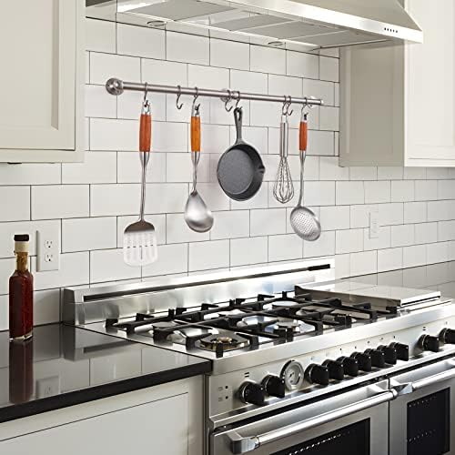ROTHLEY Stainless Steel Hanging Pot Rack Hanger: 23.7 Inch Pot and Pan Hanger Wall Mounted Hanging Pot Bar Rack Heavy Duty Pot Hangers Kitchen Rail with 8 S Hooks (Brushed) - Image 5