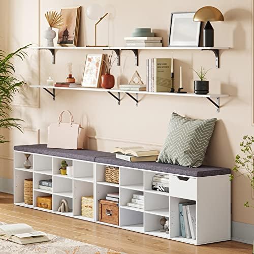 DINZI LVJ Long Wall Shelves, 39.4 Inch Wall Mounted Shelves with Brackets - Image 2
