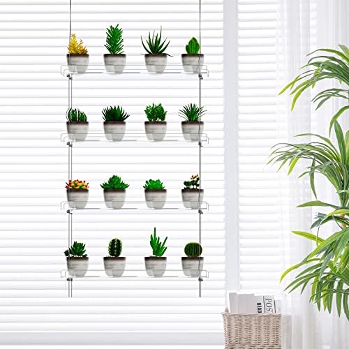 4-Tier Clear Hanging Plant Shelves, Adjustable Indoor Window Plant Stand - Image 3