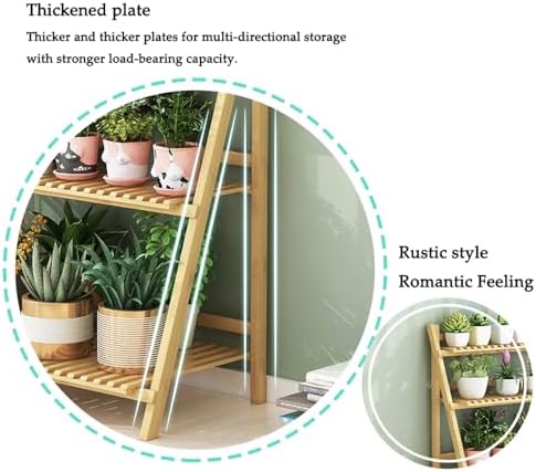 3‑Tier Folding Ladder Bamboo Plant Stand, 48in Tall Corner Floor‑Standing P - Image 6