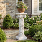 Christopher Knight Home Godia 33.27" H Roman Plant Stand, Lightweight Concrete Flower Stand with Rose Relief Design, Pedestal Column Side Table, Indoor Outdoor Plants Standing, Antique White by ChristopherKnightHome