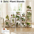 Bamworld Plant Stands Indoor 5 Sets Plant Shelves Outdoor - Image 3