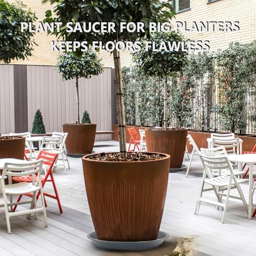 6 Pack 15 Inch Gray Plant Saucers, Heavy Duty PP Trays for Large Pots - Image 4