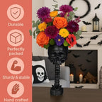 Skull Planter Spine Gothic Vase - Black Skull Candy Bowl, Horror 11.6" Halloween Flower Vase Goth Decor, Spooky Home Decor Skeleton Planter Pot, Candle Holder, Spooky Gifts For Women, Men, Girlfriend. - Image 6