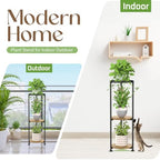 iDavosic.ly 3 Tier Corner Metal Plant Stand Indoor, 34 In Tall, Black Brown - Image 5