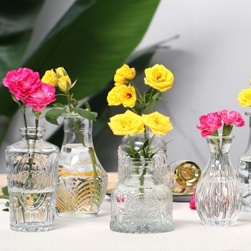 Vintage Glass Bud Vases Bulk 30 Pack, Small Clear Flower Vases - Image 5