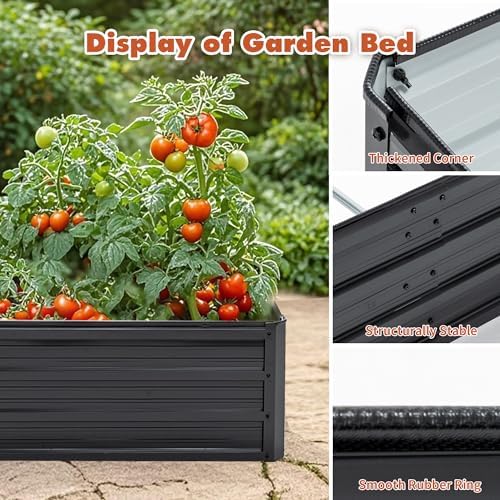 Galvanized Raised Garden Bed Kit Outdoor, 8X4X1FT Metal Planter Boxes Set, Large Rectangle Planters Garden Vegetable & Flower Beds for Herbs, Fruits, Planting Backyard Patio - Image 5