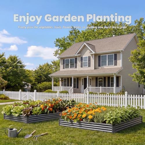 2Packs 6X3X1 FT Raised Garden Beds Outdoor, Planter Raised Beds for Gardening, Vegetables, Flowers, Large Metal Garden Box, Deep Plant Flower pots Outdoor(Dark Gray) - Image 4