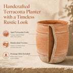 13" H x 12" Dia Aged Terracotta Planter Pot with Drainage Hole - Image 5