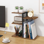 ELITEROO Desktop Shelf Organizer, 4-Tier Wooden Desk Bookshelf, Small Tabletop Book Shelf, Adjustable Display Rack for Home, Office, Dorm, Rustic Brown - Image 2