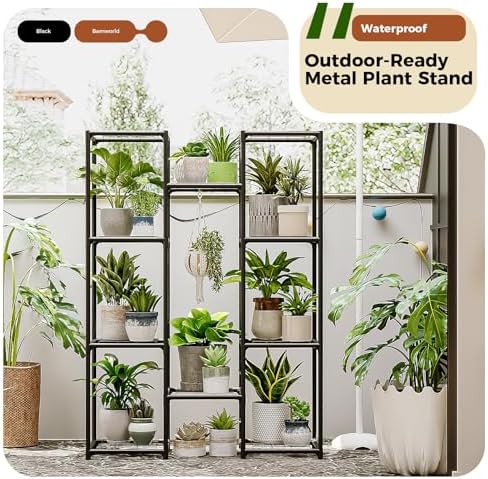 Bamworld Plant Stand Outdoor Metal Plant Shelf for Multiple Plants Large Plant Holder Waterproof for Garden Living Room Patio Morden Home Decor Gardening Gifts - Image 2