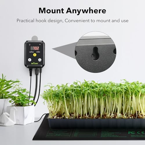 BN-LINK Seedling Heat Mat with Thermostat Controller Combo Set,6 Pack 10" x 20.75" Plant Heating Mat for Seed Starting with Temperature Control for Indoor Growing, Plants Germination - Image 4