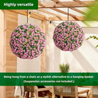 15.7 Inch Artificial Hanging Topiary Balls Set of 2, Faux Flower Balls for Garden Patio Wedding Valentine's Day Decor, Outdoor Indoor Hanging Decorations for Porch Front Door Party, Pink - Image 5
