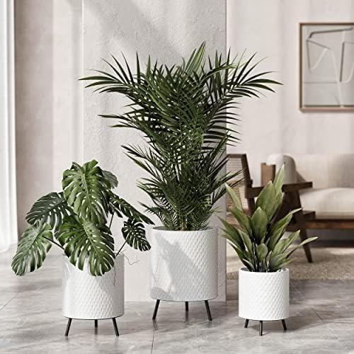EverNest Claire Honeycomb Neutral Modern White Planter with Nyra Stand, Indoor Plant Pots, SelectBase, Mid-Century Modern, Boho Style Home Decor for Plants (Large, Black) - Image 6