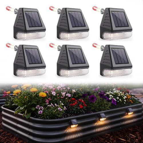 6 Pack Magnetic Solar Lights for Raised Garden Beds，2‑way Installation by Unknown