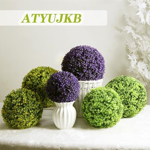 Artificial Plant Topiary Ball Dia 8in, Faux Plant Topiary Ball Extra Large, Garden Spheres Outdoor, Topiary Balls Artificial Outdoor, Lifelike Moss Balls Decorative Set - Image 4