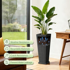 Greesum Set of 2 Tall Plastic Planters with Saucer, 23 Inch, Black - Image 3