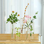 Gold Vases for Centerpieces, Test Tube Flower Vase with 5 Test Tubes, Gold Flower Vase with Metal Stand Racks Hydroponic, Glass Hinged Propagation Plant Vase for Wedding Table Home Decor - Image 4