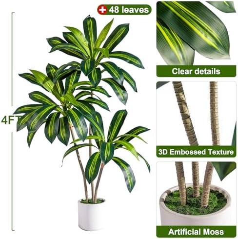 Tall Fake Tree Artificial Trees Plant with White Planter Pot Indoor Outdoor Potted Silk Plants Large Faux Trees loor Floor for Home Living Room Office Outside Patio para decoracion Housewarming Gift - Image 5