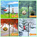 FEED GARDEN Heavy Duty Shepherds Hook 108" Double Hooks Adjustable (44/60/76/92/108") - Metal 5-Prong Base, 12lb Capacity - Easy Assembly Bird Feeder Pole for Hanging Planters, Lanterns, Wind Chimes - Image 4