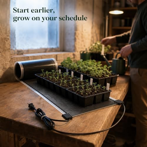Seedling Heat Mat 11 in x 44 in, Fits 4 ft Wire Shelves, Even Heat - Image 4