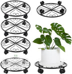6 Pack Plant Caddy with Wheels, 13.5 Inch Metal Plant Stand with Wheels Heavy Duty Wrought Iron Rolling Plant Caddy Plant Dolly Plant Rollers Plant Cart Large Plant Mover by Unknown