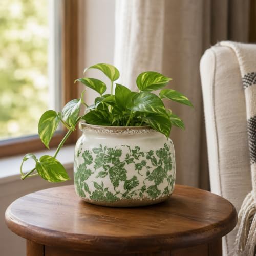 Dosayes Large Flower Pot, 7.28" Vintage Ceramic Pot of Indoor Plant - Image 5