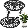 2 Pack Rolling Plant Caddy with Wheels Heavy Duty, 14 Inch Cast Iron Plant Rollers with Wheels, Roller Planter Stand on Metal Wheel Round Planter Caddies Roller Plants Stand Indoor Potted Plants Mover by PartyZealot