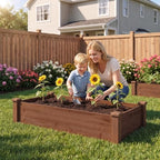 GIANTEX 48" Wooden Raised Garden Bed, Rectangular Planter Box, Brown - Image 3