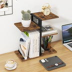 ELITEROO Desktop Shelf Organizer, 4-Tier Wooden Desk Bookshelf, Small Tabletop Book Shelf, Adjustable Display Rack for Home, Office, Dorm, Rustic Brown - Image 6