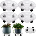 4 Packs 11.8 Inches Large Clear Plant Caddy Plant Saucers on Wheels Rolling Plant Stands Heavy-duty Plant Dolly Plastic Planter Roller Base Pot Movers Outdoor Plant Tray Coaster by KvyusFlourish