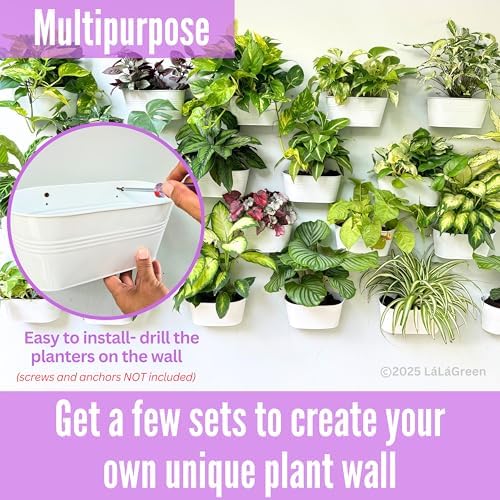 LaLaGreen 17 in Patio Rail Planter (10-Piece Combo) Metal White Flower Pots - Image 6