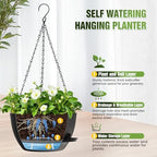 10 Inch Self-Watering Hanging Planters Set of 3 with Saucers - Image 6