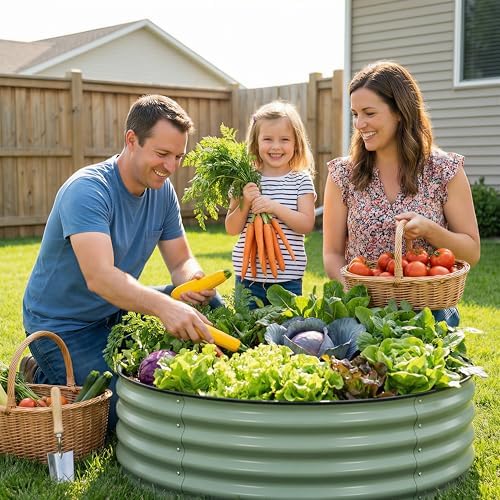 Sponvatt 3Pcs Round Galvanized Raised Garden Bed 2x1 FT Metal Planter Box - Image 2