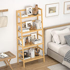 Homykic Bamboo Ladder Shelf and Closet System Bundle, Natural - Image 4